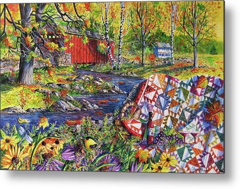 Autumn Metal Print featuring the painting Autumn Picnic by Diane Phalen
