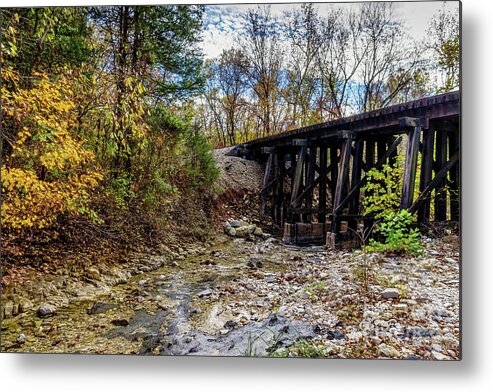 Branson Mo Metal Print featuring the photograph Autumn Railroad Bridge by Jennifer White