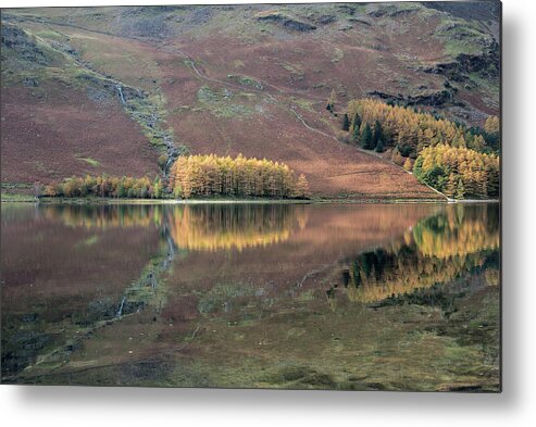 Autumn Metal Print featuring the photograph Autumn Reflections, Butteremere, Lake District, England, Uk by Sarah Howard