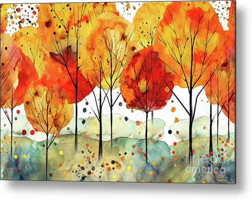 Autumn Metal Print featuring the painting Autumn Trees by Tina LeCour