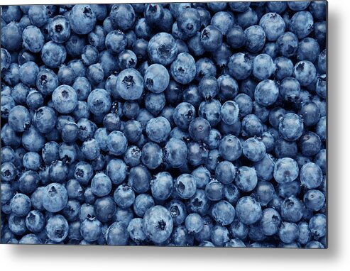 Concepts & Topics Metal Print featuring the photograph Background from freshly picked blueberries by JulARTe