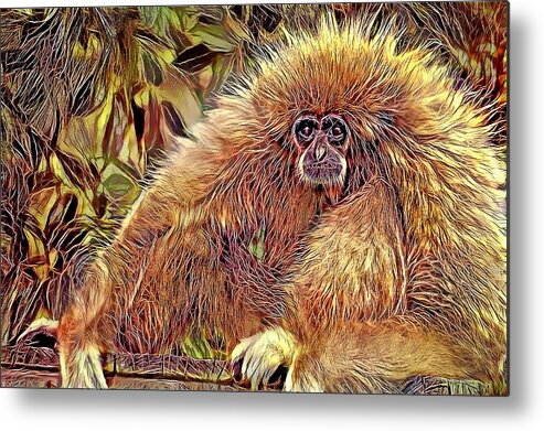 Gibbons Metal Print featuring the mixed media Bad Hair Day by Debra Kewley