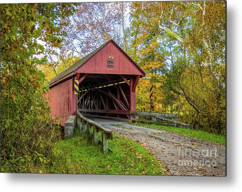 Bailey Bridge Metal Print featuring the photograph Bailey Covered Bridge, Washington County, PA by Sturgeon Photography