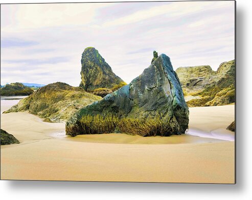 Bandon Metal Print featuring the photograph Bandon Beach Rocks by Jerry Cahill