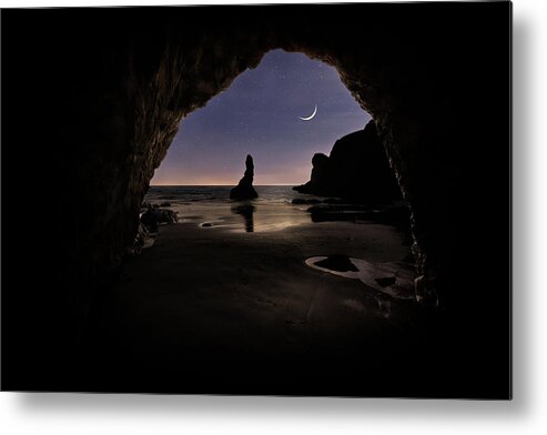 Beach Metal Print featuring the photograph Bandon by Moonlight by Chuck Rasco Photography