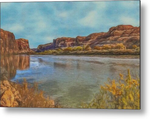 Water Metal Print featuring the painting Banks of the Colorado by Jeffrey Kolker