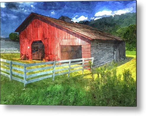 Paint9ing Metal Print featuring the painting Barn in Valle Crucis by Anthony M Davis