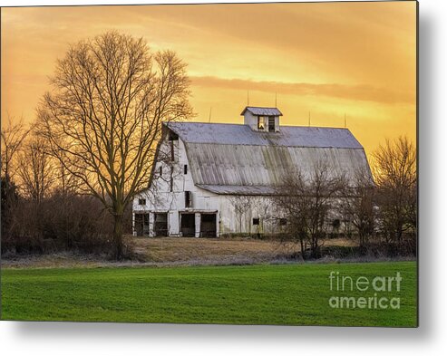 Barn Metal Print featuring the photograph Barn Sunset - Orleans - Indiana by Gary Whitton