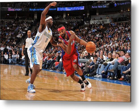 Nba Pro Basketball Metal Print featuring the photograph Baron Davis and Ty Lawson by Garrett Ellwood