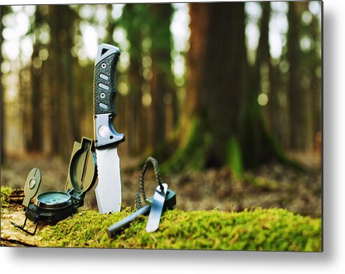 Camping Metal Print featuring the photograph Basic Survival Tools by Gaspr13