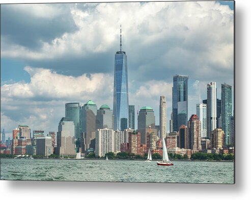 One World Trade Center Metal Print featuring the photograph Battery Park City Skyline by Cate Franklyn