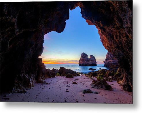 Atlantic Ocean Metal Print featuring the photograph Beach Cave by Evgeni Dinev