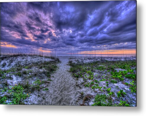 Beach Metal Print featuring the photograph Beach Pathway at Sunset by Carolyn Hutchins