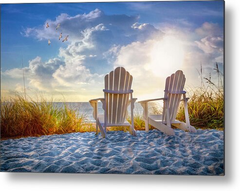 Clouds Metal Print featuring the photograph Beach Time by Debra and Dave Vanderlaan