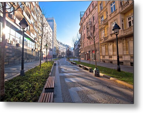 Belgrade Metal Print featuring the photograph Belgrade. Cobbled streets in historic Beograd city enter view by Brch Photography