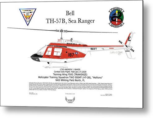 Bell Metal Print featuring the digital art Bell TH-57B Sea Rangers HT-28 by Arthur Eggers