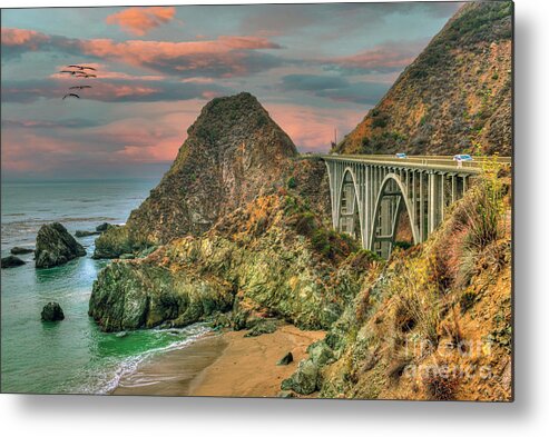 Big Creek Bridge Iconic Bridge In California Metal Print featuring the photograph Big Creek Bridge by David Zanzinger