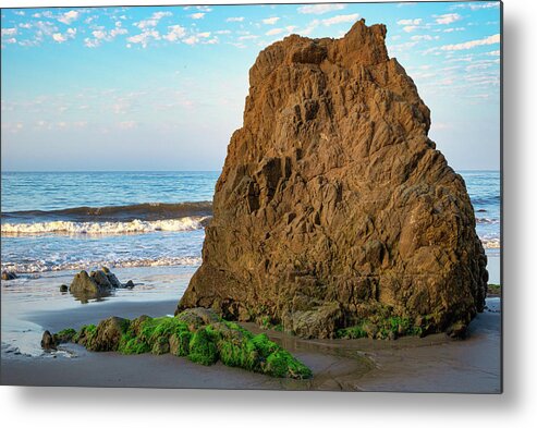 Beach Metal Print featuring the photograph Big Rock on the Malibu Shoreline by Matthew DeGrushe