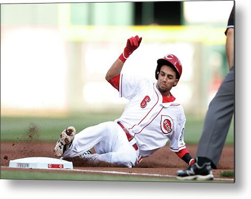 Great American Ball Park Metal Print featuring the photograph Billy Hamilton by Joe Robbins