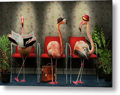Self Metal Print featuring the photograph Bird - Flamingo - Wading room by Mike Savad