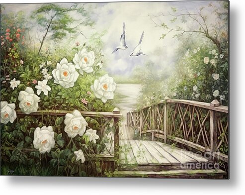 Landscape Metal Print featuring the painting Birds In Paradise by Tina LeCour