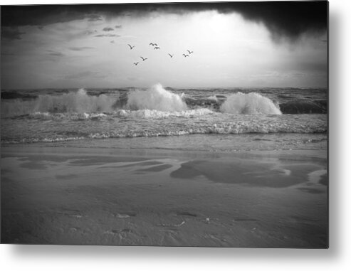 Ocean Metal Print featuring the photograph Black and white Ocean Photo 164 by Lucie Dumas