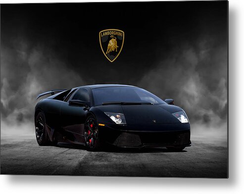 Lamborghini Metal Print featuring the digital art Black Bull by Peter Chilelli