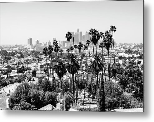 Los Angeles Metal Print featuring the photograph Black California Series - Los Angeles View by Philippe HUGONNARD