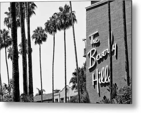 Beverly Hills Metal Print featuring the photograph Black California Series - The Beverly Hills Hotel by Philippe HUGONNARD