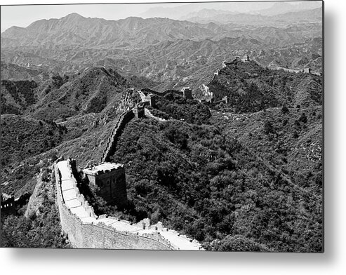 Great Wall Of China Metal Print featuring the photograph Black China Series - Great Wall of China I by Philippe HUGONNARD