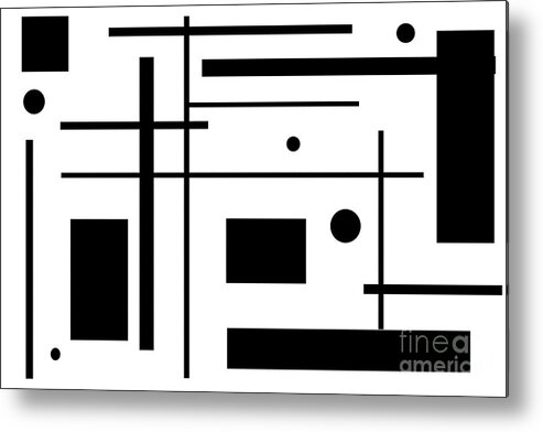 Abstract Metal Print featuring the digital art Black Geometric Shapes On White by Kirt Tisdale