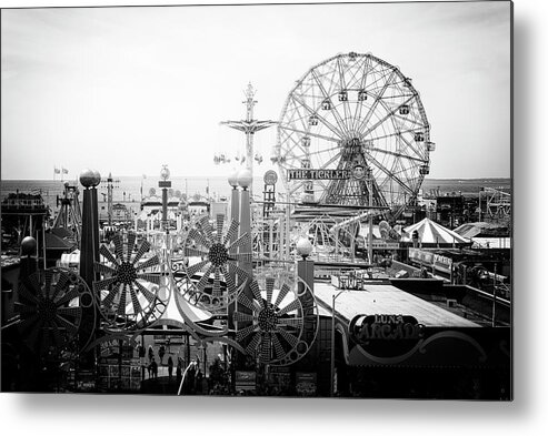 United States Metal Print featuring the photograph Black Manhattan Series - Vintage Coney Island by Philippe HUGONNARD