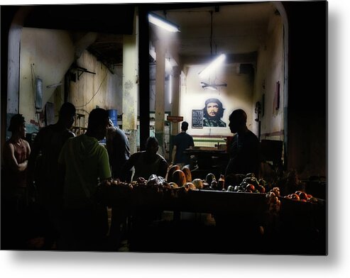 Cuba Metal Print featuring the photograph Black Market at night by Micah Offman