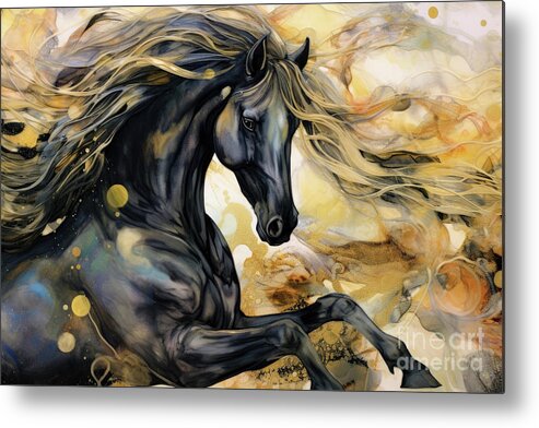 Horse Metal Print featuring the painting Blazing Stallion by Tina LeCour