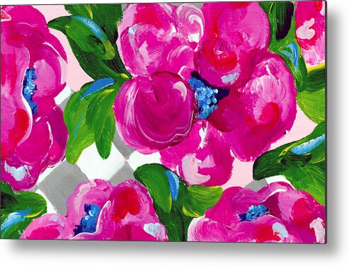 Pink Flowers Metal Print featuring the painting Blossoming 1 by Beth Ann Scott