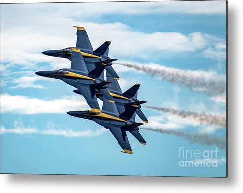 Jet Metal Print featuring the photograph Blue Angel Diamond Pattern In The Clouds by Beachtown Views