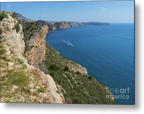 Mediterranean Sea Metal Print featuring the photograph Blue Mediterranean Sea and limestone cliffs by Adriana Mueller