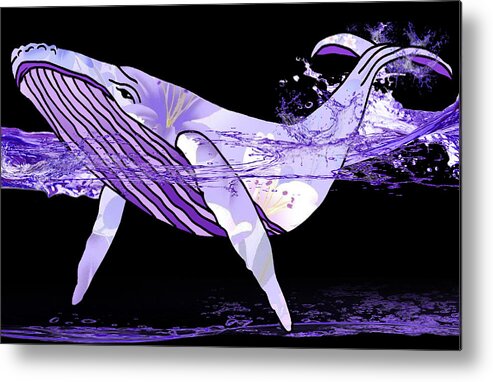 Purple Metal Print featuring the mixed media Blue Whale's Beauty by Kelly Mills