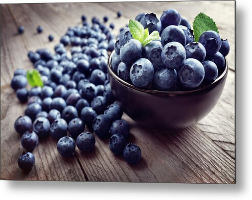 Vitamin C Metal Print featuring the photograph Blueberry antioxidant organic superfood by BrianAJackson