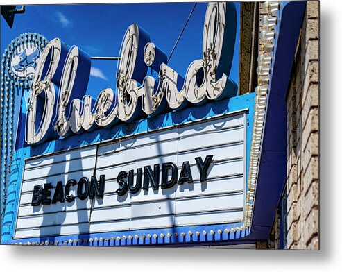 Blue Metal Print featuring the photograph Bluebird Theater by Matthew Bamberg
