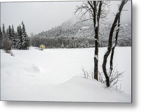 Boat House Metal Print featuring the photograph Boat House,Winter Echo Lake NH by Michael Hubley