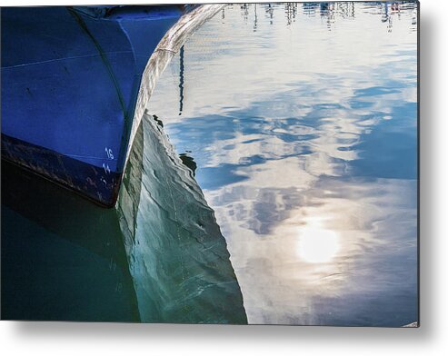 Boat Metal Print featuring the photograph Boat reflection in water by Fabiano Di Paolo