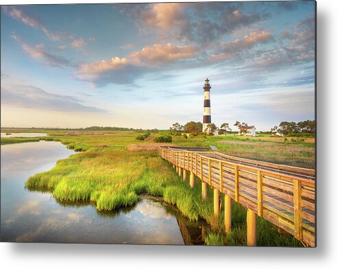 Bodie Island Lighthouse Metal Print featuring the photograph Bodie Island Lighthouse Sunrise OBX Outer Banks NC by Jordan Hill