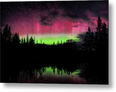 Aurora Borealis Metal Print featuring the photograph Boot Creek Red And Green Aurora by Dale Kauzlaric