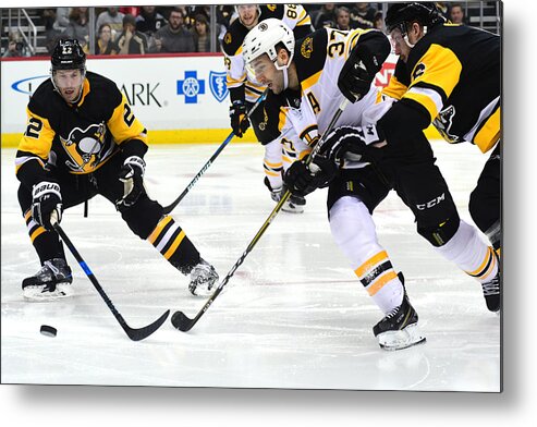 People Metal Print featuring the photograph Boston Bruins v Pittsburgh Penguins by Matt Kincaid