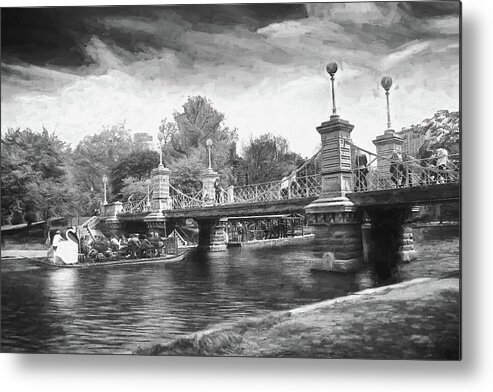 Boston Metal Print featuring the photograph Boston Public Garden Painterly Black and White by Carol Japp