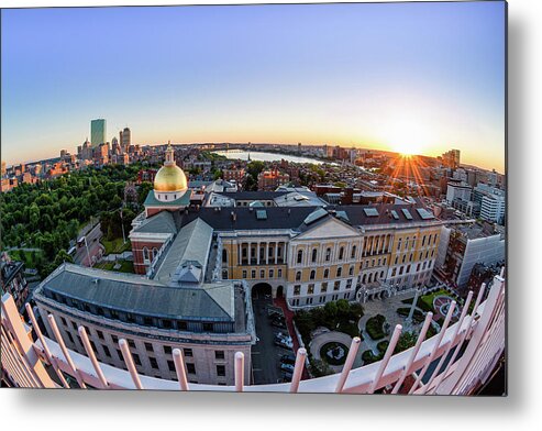 Boston Metal Print featuring the photograph Boston State House, Fisheye View by Michael Hubley