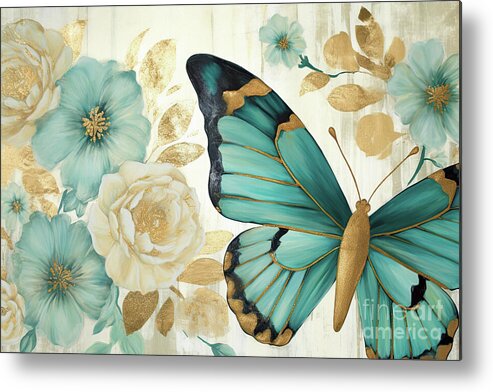 Butterfly Metal Print featuring the painting Botanical Butterfly by Tina LeCour