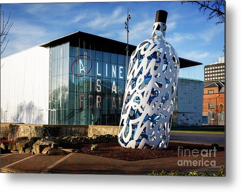 Bottle O' Notes Metal Print featuring the photograph Bottle O' Noters sculpture in Middlesbourgh. by Phill Thornton