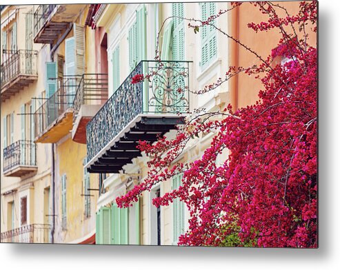 Bougainvillea Metal Print featuring the photograph Bougainvillea in Villefranche Sur Mer by Melanie Alexandra Price